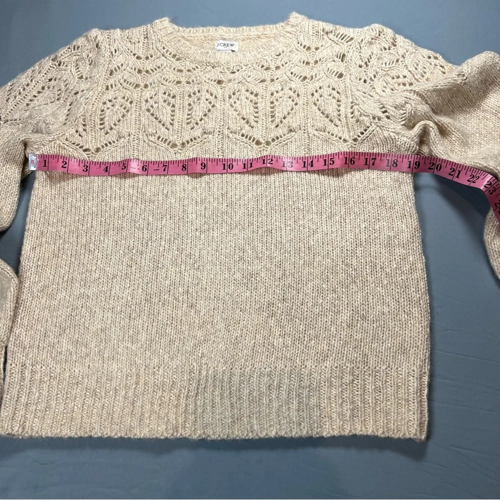 J. Crew Pointelle sweater Cream Crew Neck Sweater with Intricate Knit Pattern